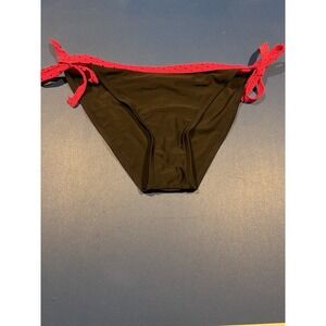 Xhiliration Y2K Black Pink Polka Dot Cherry Metallic Bikini Bottoms